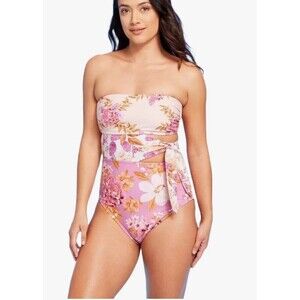 New Kona Sol Women's Garden Floral Print Full Coverage One Piece Swimsuit - L